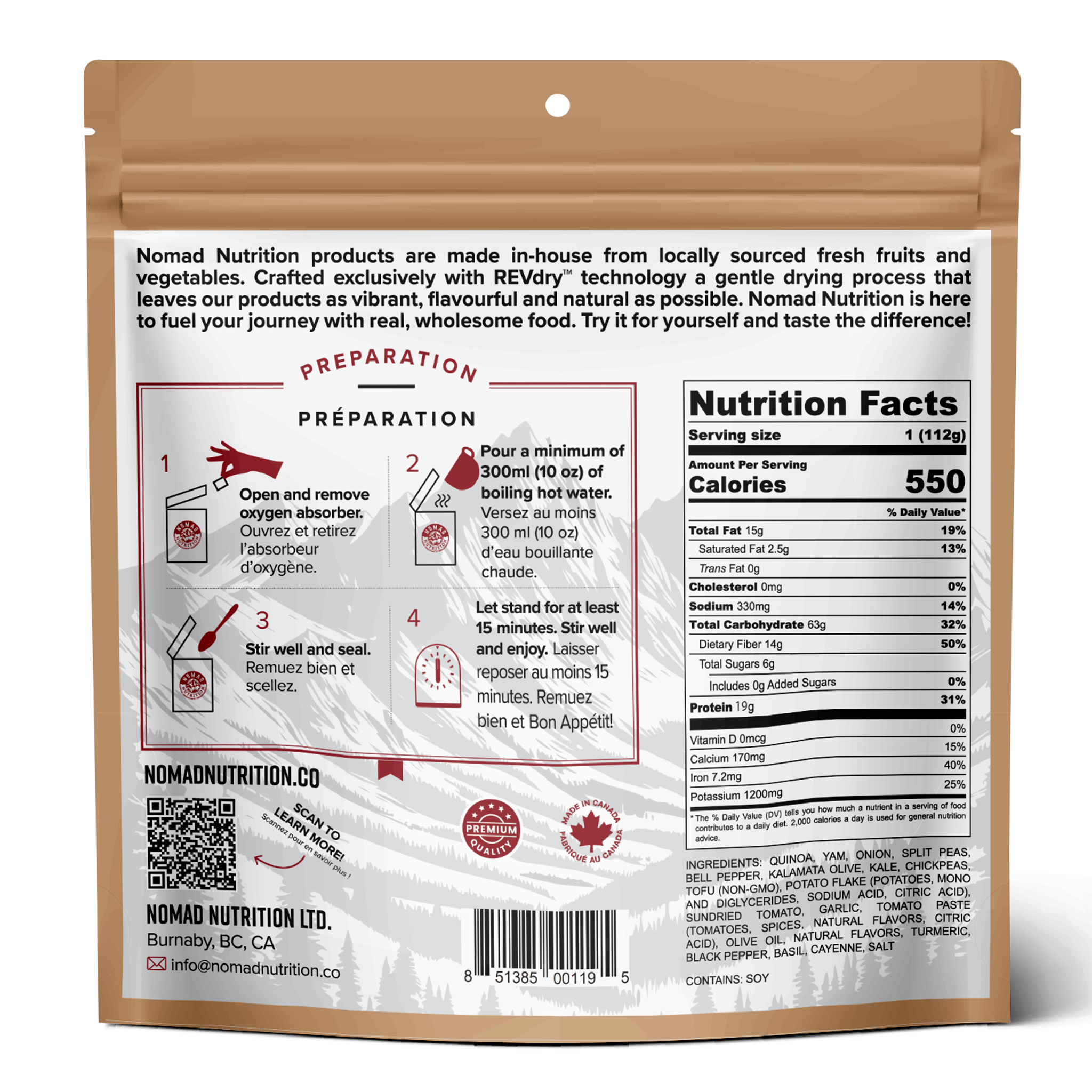 Nomad Nutrition Food Cali Breakfast Bowl - 1 serving plant-based_gluten-free-vegan_dehydrated