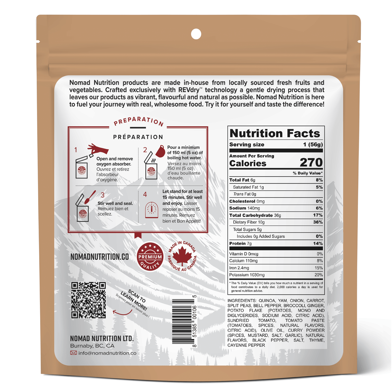 Nomad Nutrition Food Caribbean Curry - 56 g plant-based_gluten-free-vegan_dehydrated