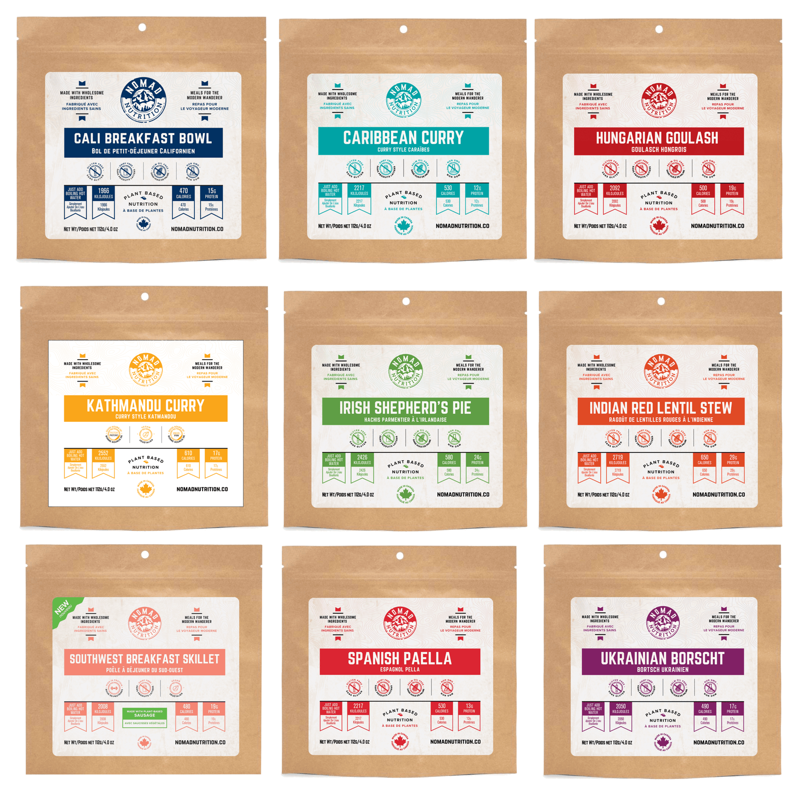 Nomad Nutrition Food Power Pack - 9 x 112gram plant-based_gluten-free-vegan_dehydrated