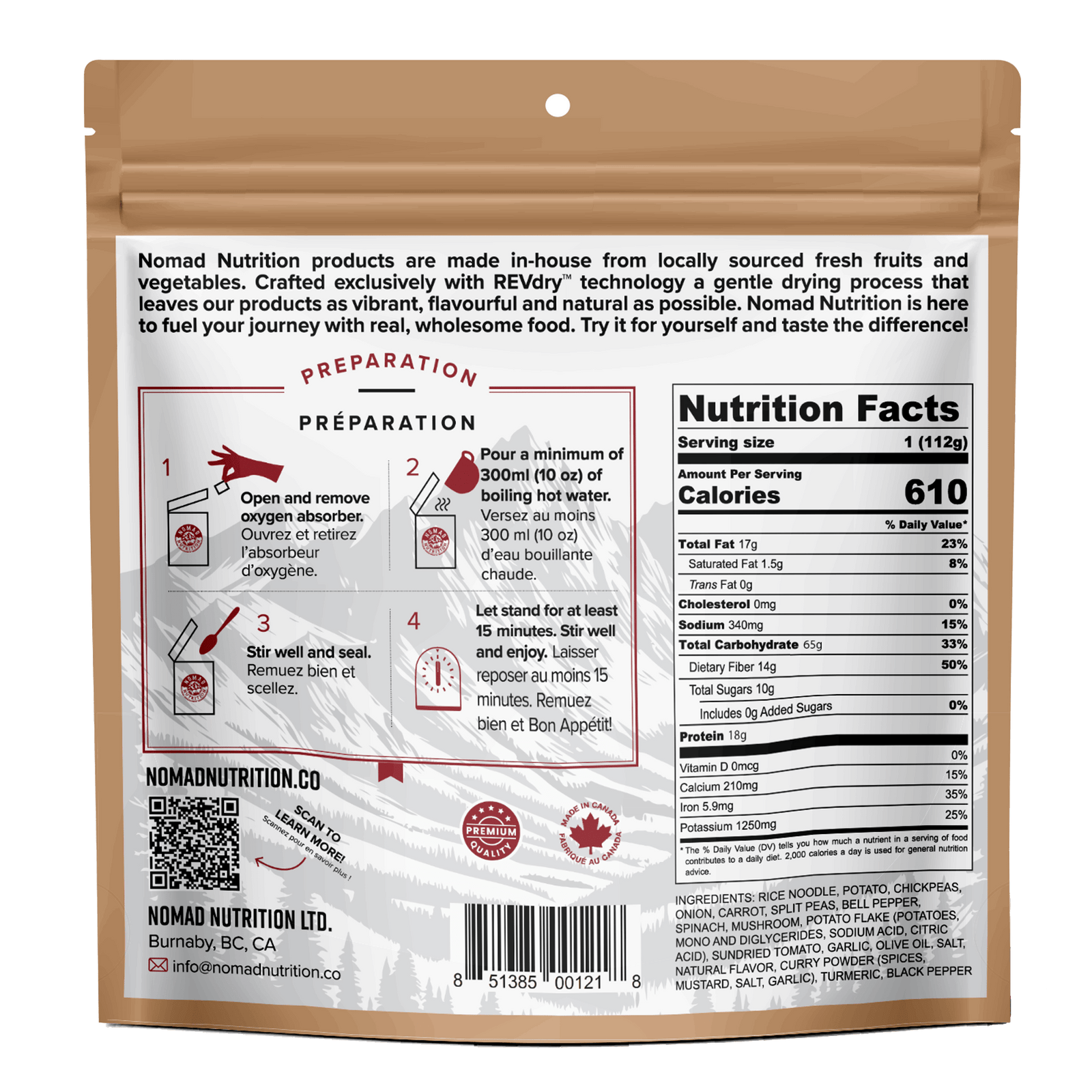 NomadNutrition Food Kathmandu Curry plant-based_gluten-free-vegan_dehydrated