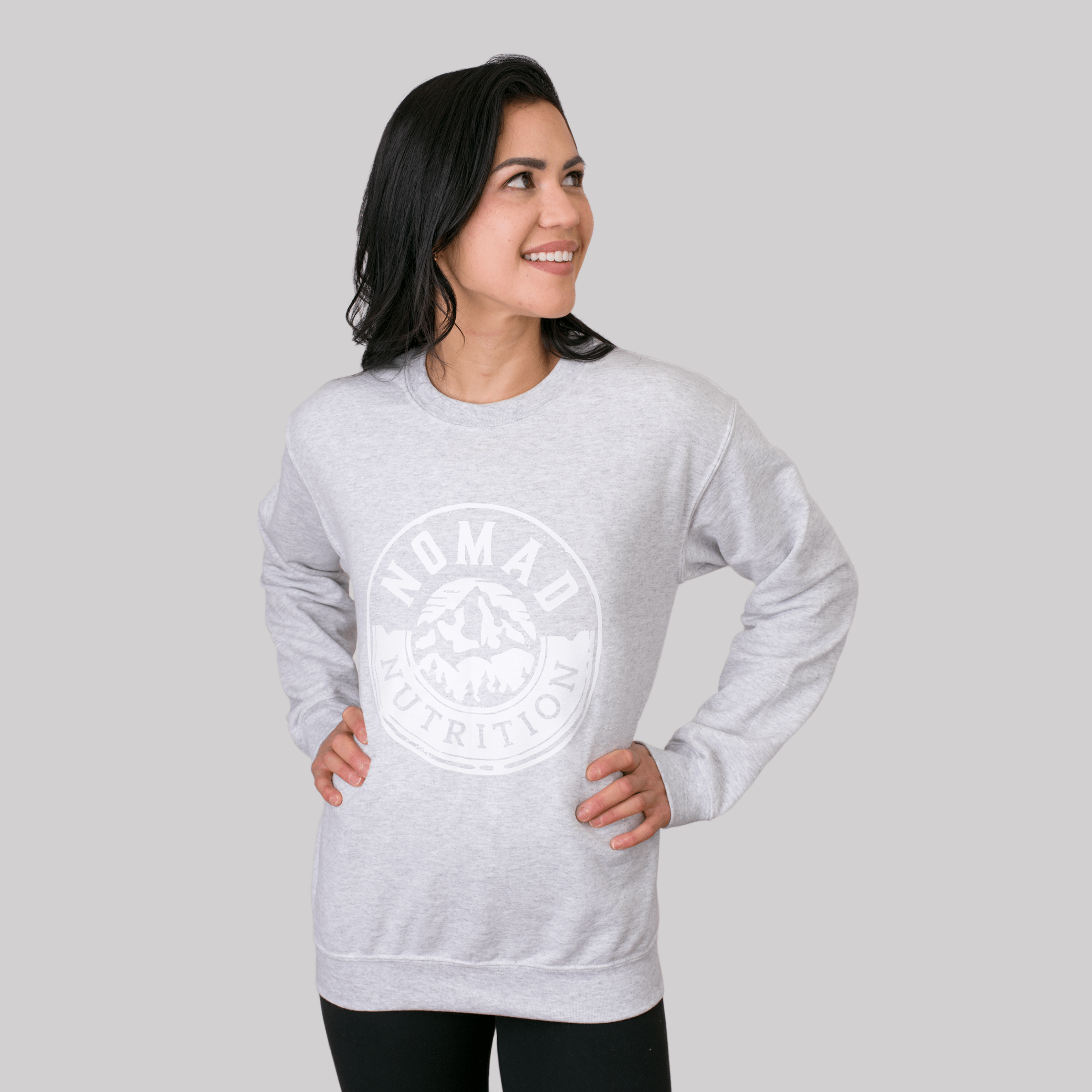 Nomad Nutrition Shadow Crew Neck Sweatshirt Swag Female Model Size S