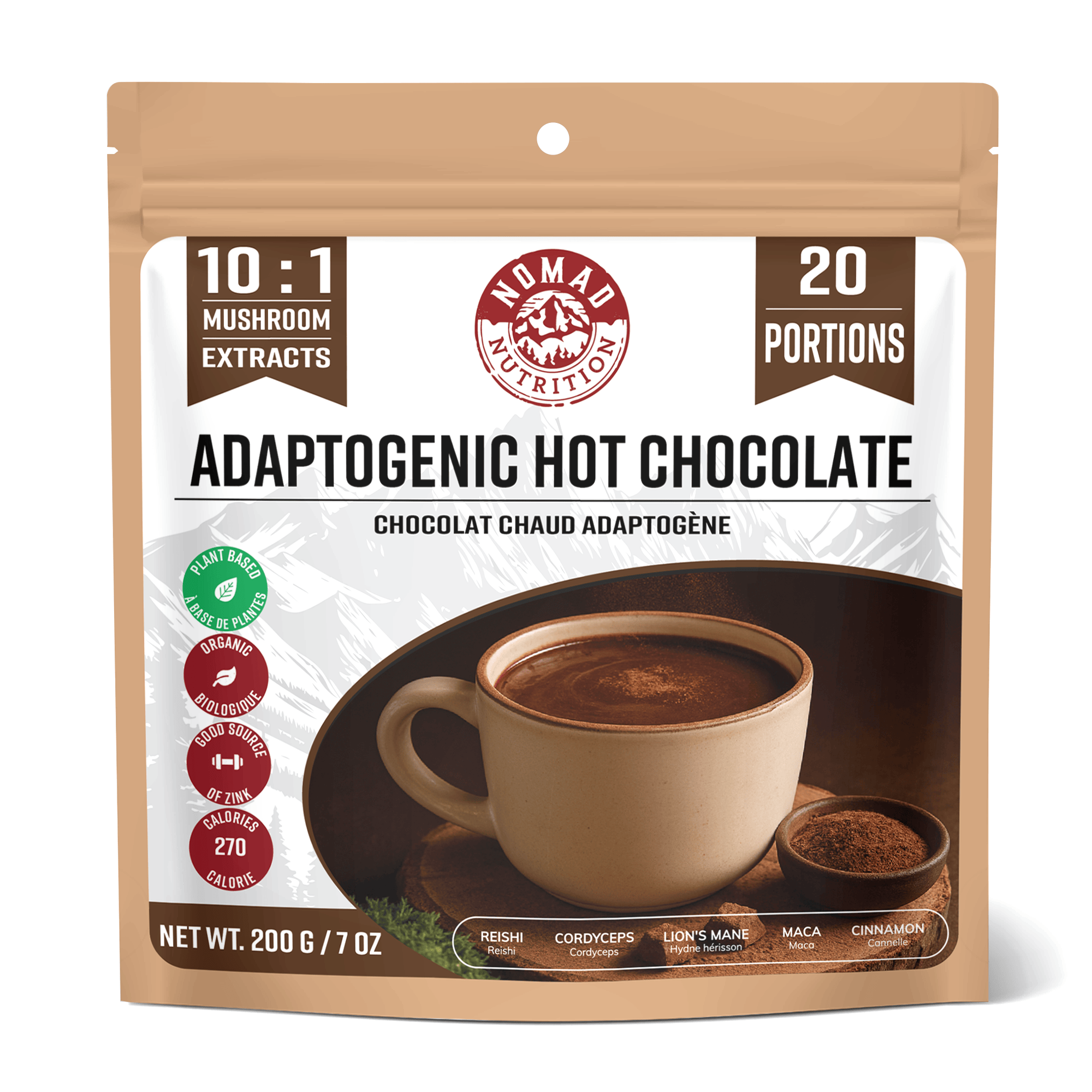 Nomad Nutrition Food Adaptogenic Hot Chocolate plant-based_gluten-free-vegan_dehydrated