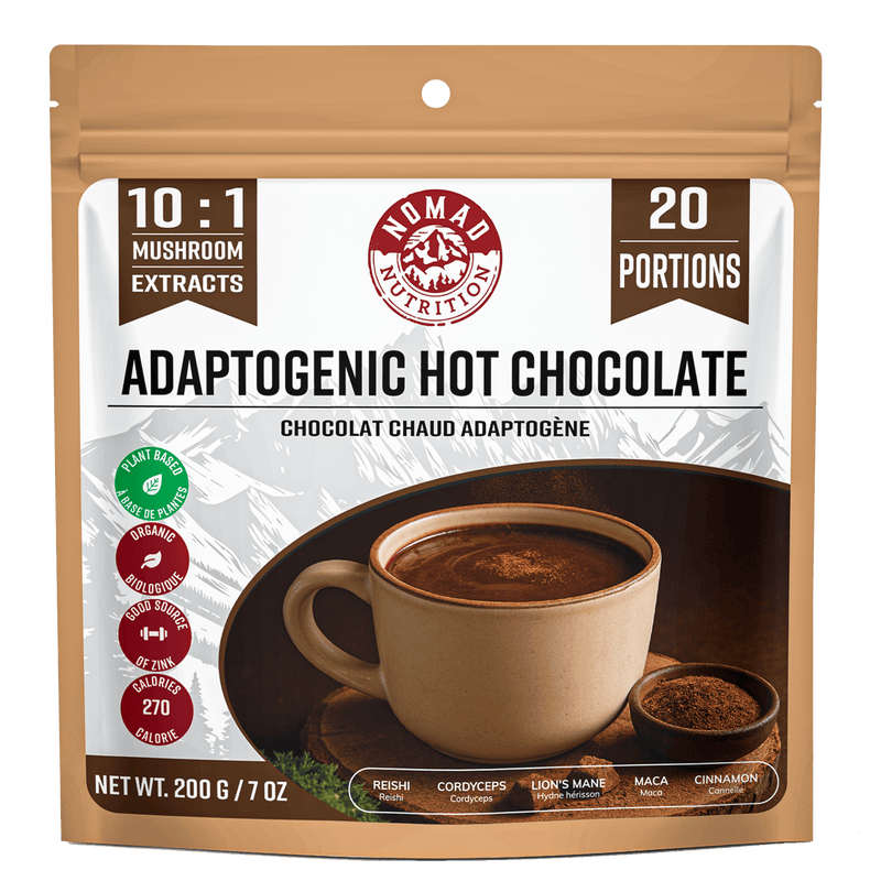 Adaptogenic Hot Chocolate Nomad Nutrition cocoa ceremonial mushroom 