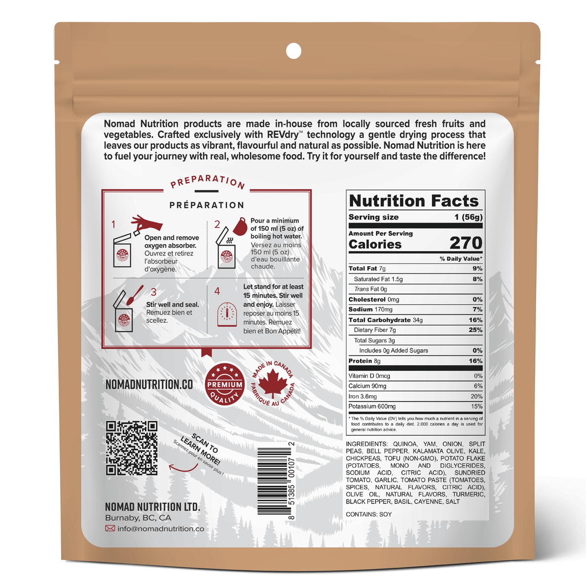 Nomad Nutrition Food California Breakfast Bowl - 56 g plant-based_gluten-free-vegan_dehydrated