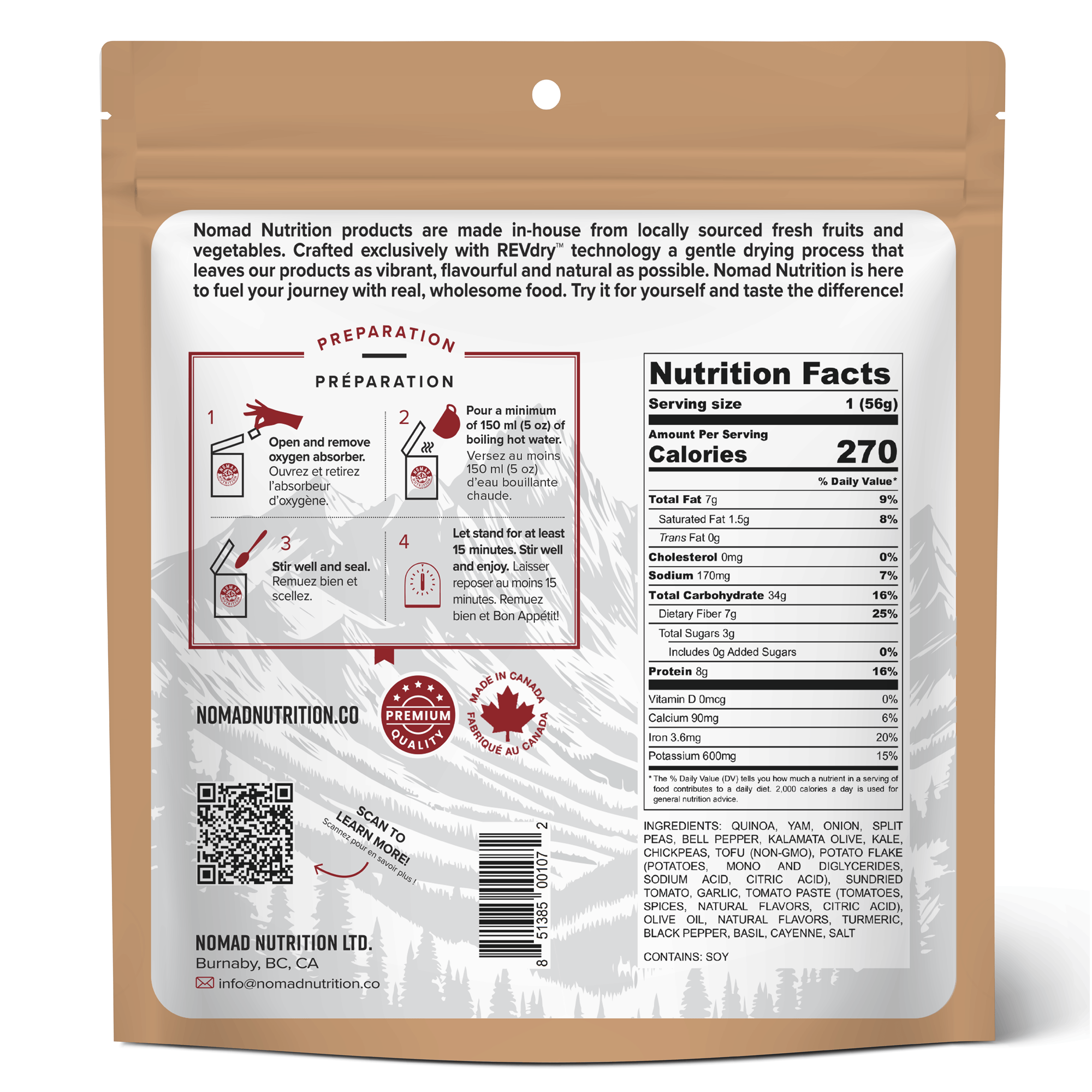 Nomad Nutrition Food California Breakfast Bowl - 56 g plant-based_gluten-free-vegan_dehydrated