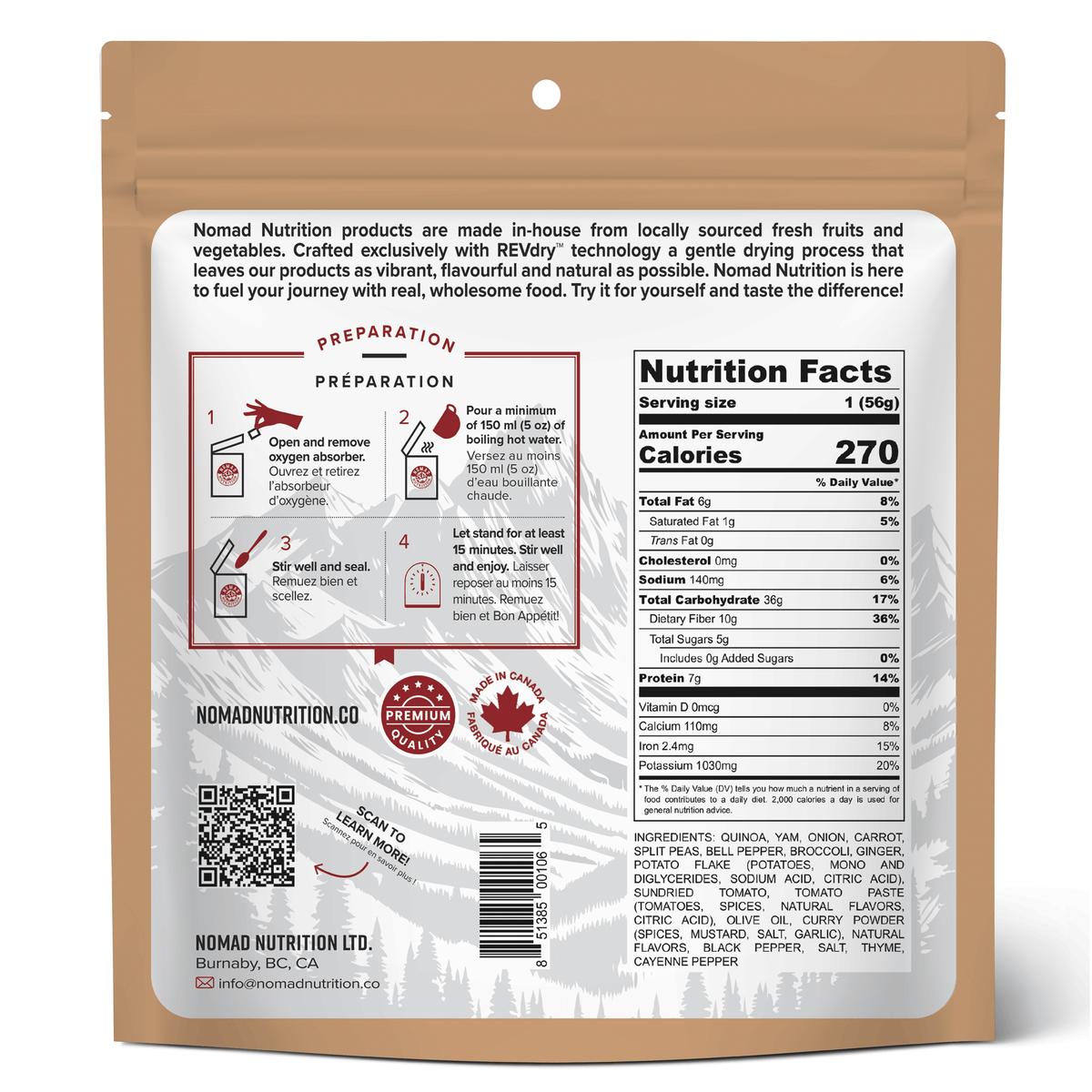 Nomad Nutrition Food Caribbean Curry - 56 g plant-based_gluten-free-vegan_dehydrated