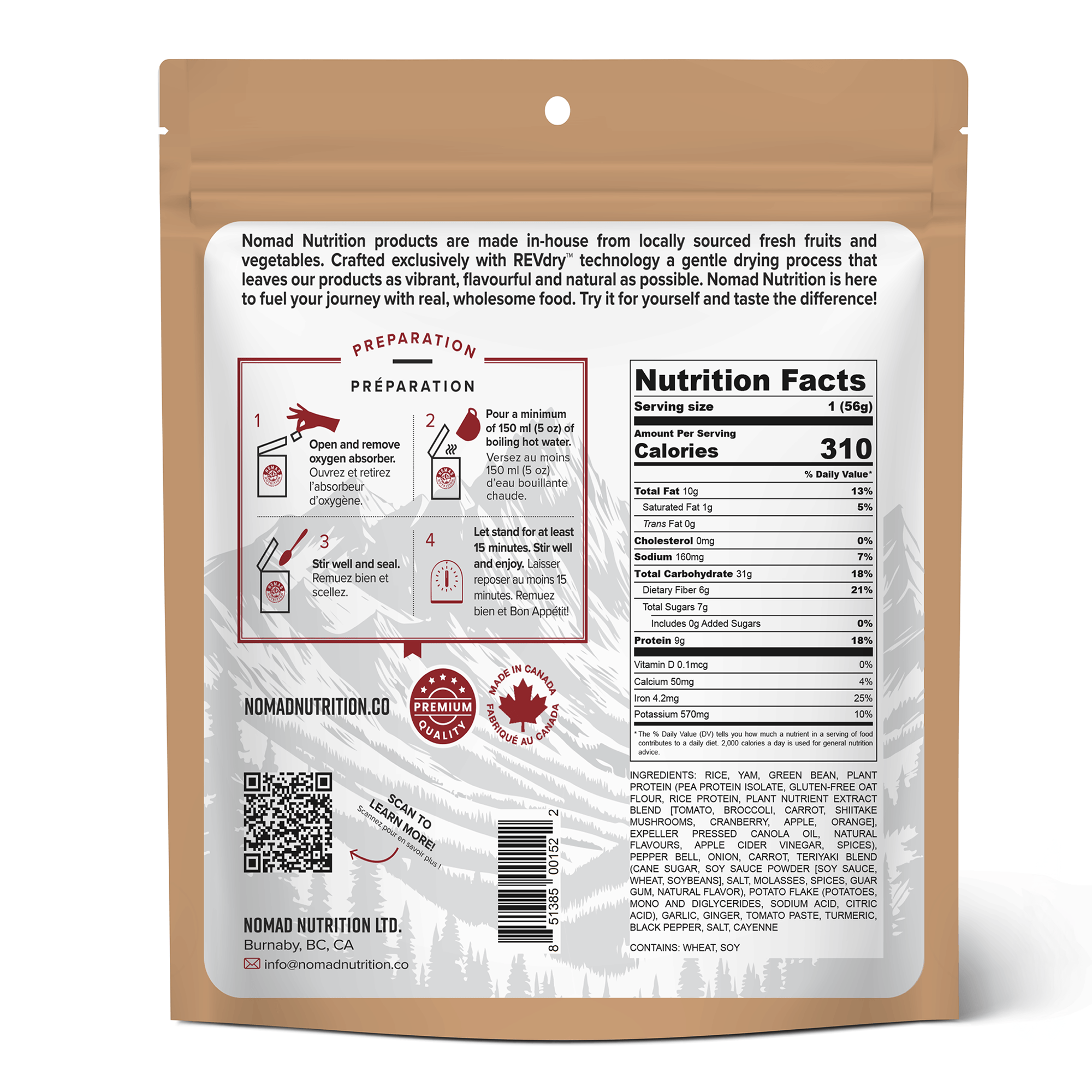 Nomad Nutrition Food Chick'n Teriyaki Bowl - 56 g plant-based_gluten-free-vegan_dehydrated