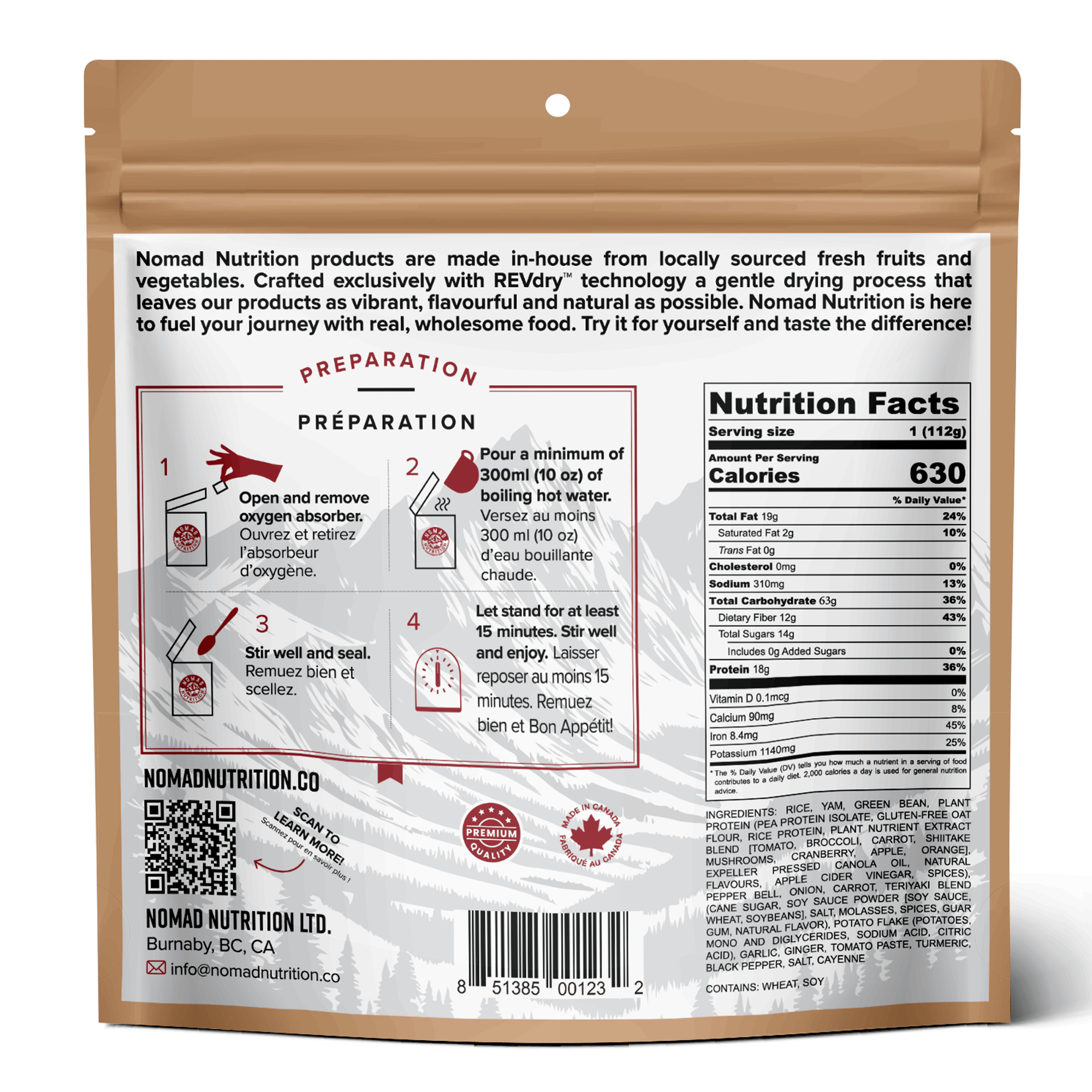 thumbnail interactive-video image 1 of Nomad Nutrition Chick'n Teriyaki Bowl Instant Freeze Dried Backpacki 1 of 1