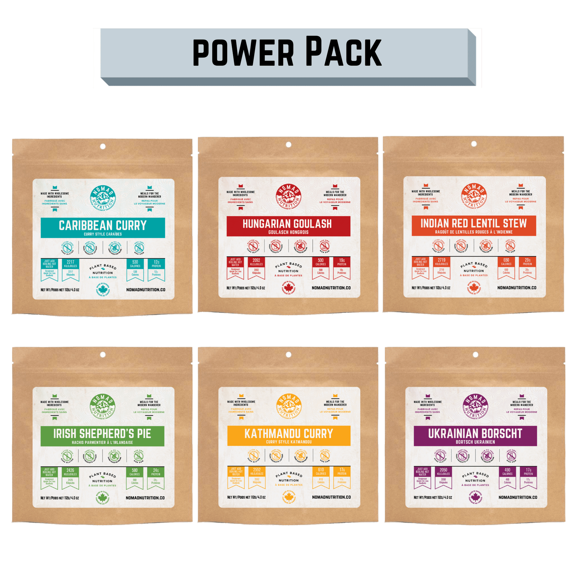 Nomad Nutrition Food Power Pack - 6 x 112gram plant-based_gluten-free-vegan_dehydrated