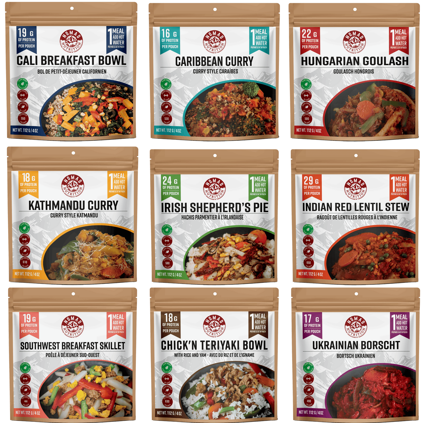 Nomad Nutrition Food Power Pack - 9 x 112gram plant-based_gluten-free-vegan_dehydrated