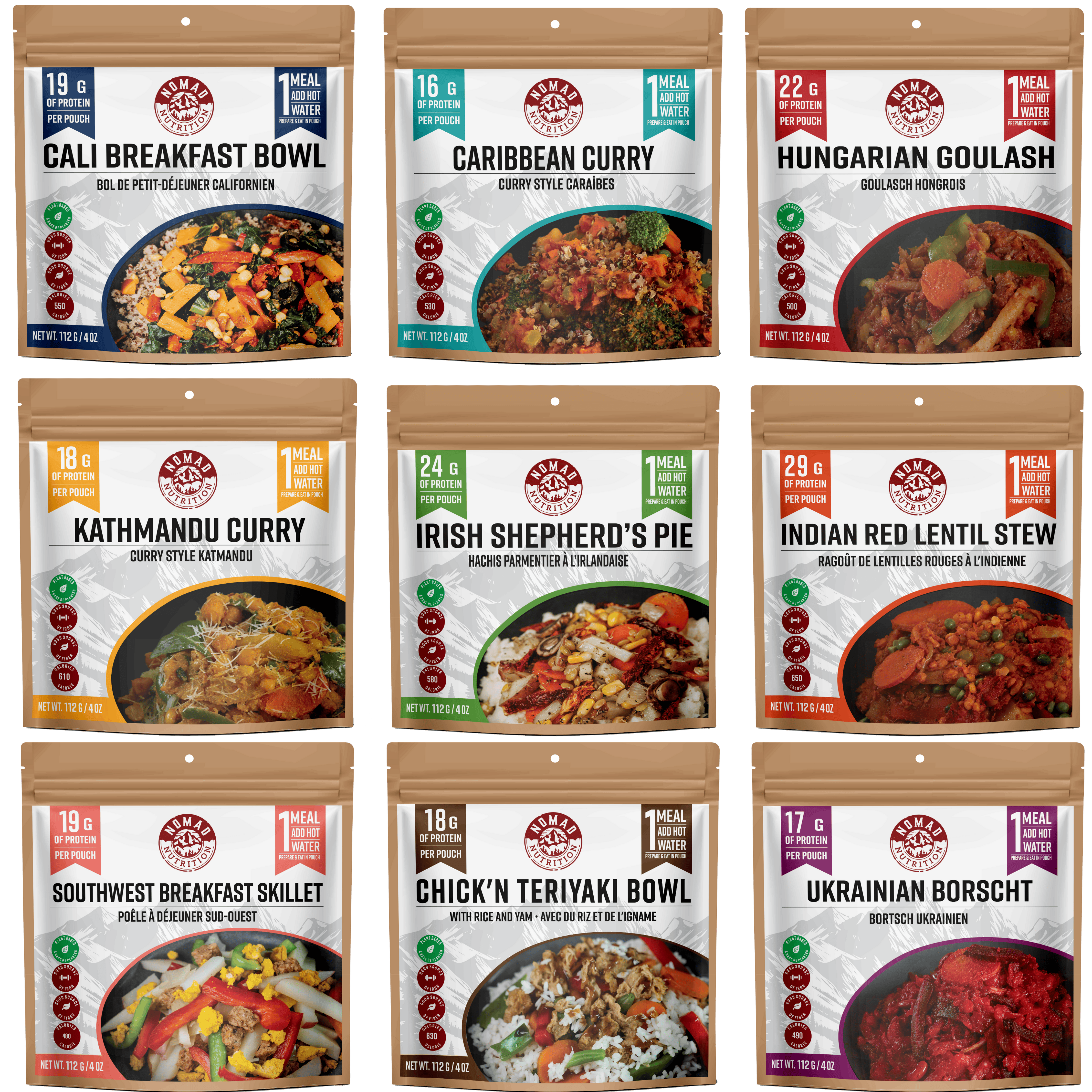 Nomad Nutrition Food Power Pack - 9 x 112gram plant-based_gluten-free-vegan_dehydrated