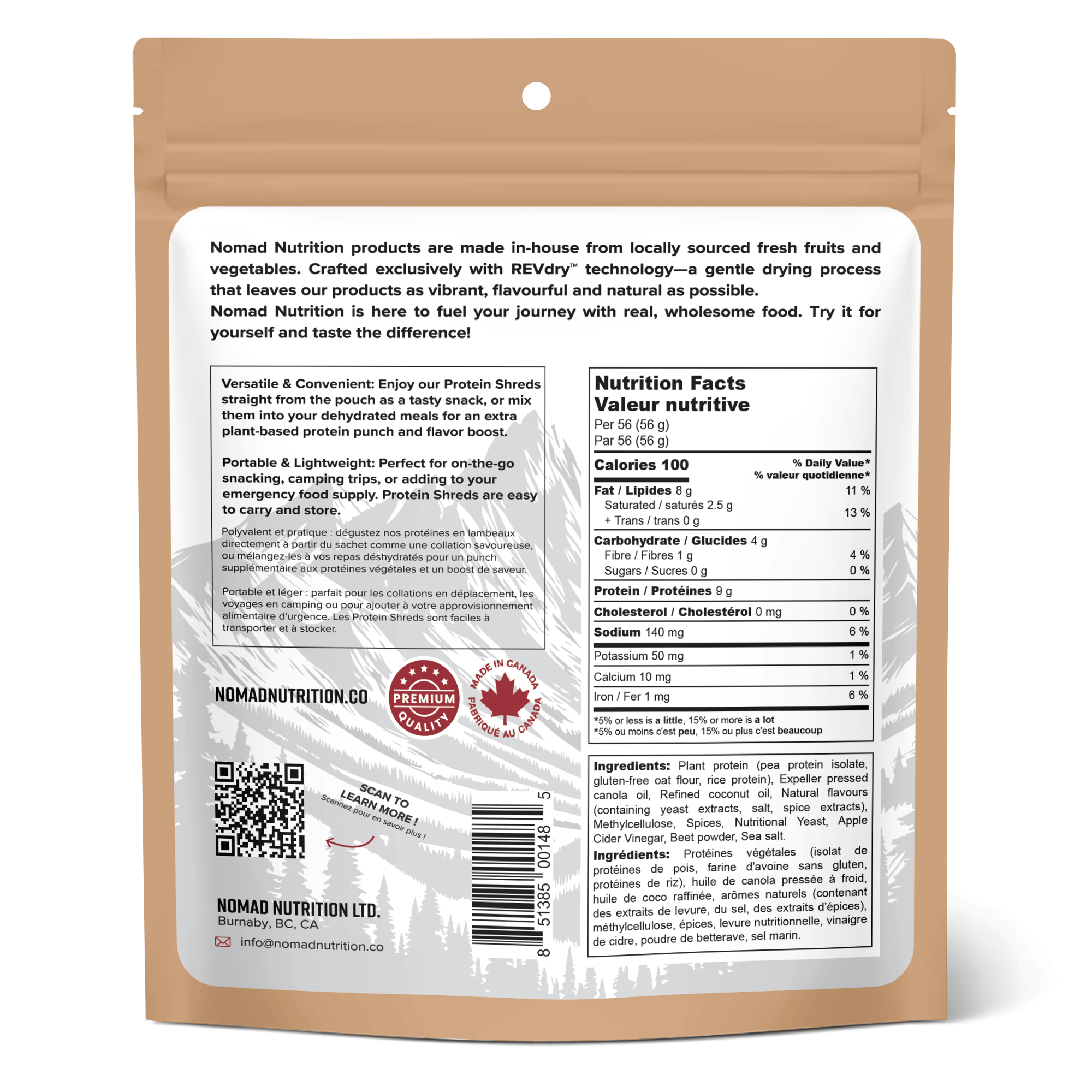 Nomad Nutrition Food Protein Crumble - Light Beef flavour plant-based_gluten-free-vegan_dehydrated