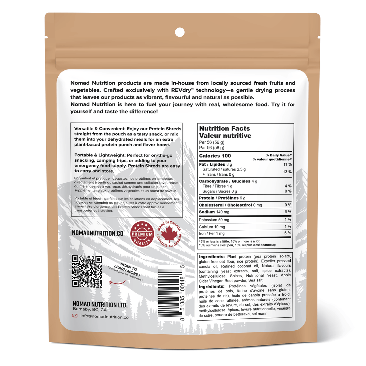 Nomad Nutrition Food Protein Crumble - Light Beef flavour plant-based_gluten-free-vegan_dehydrated