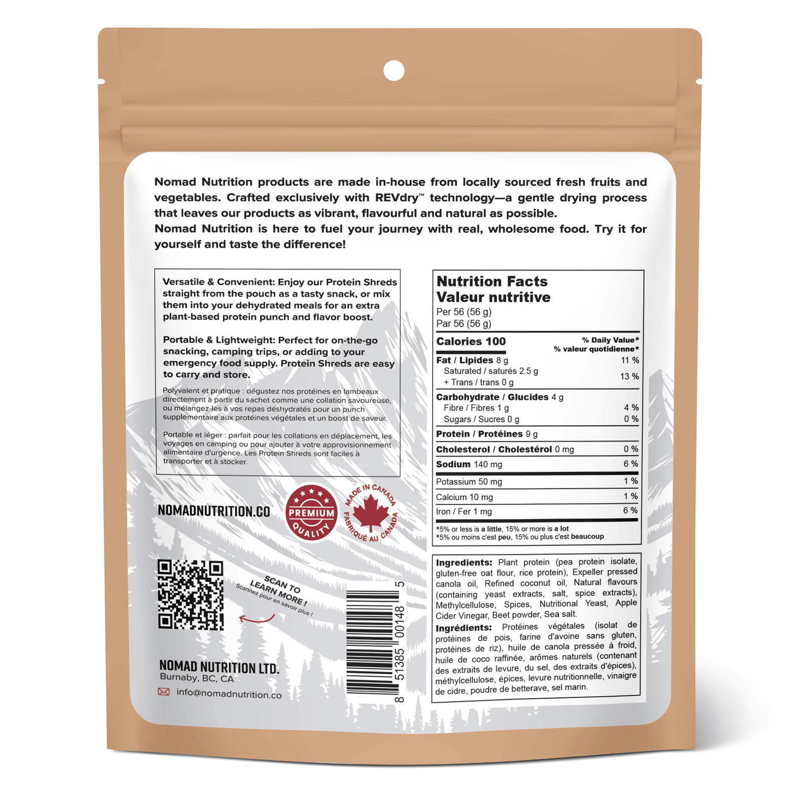 Nomad Nutrition Food Protein Crumble - Light Beef flavour plant-based_gluten-free-vegan_dehydrated