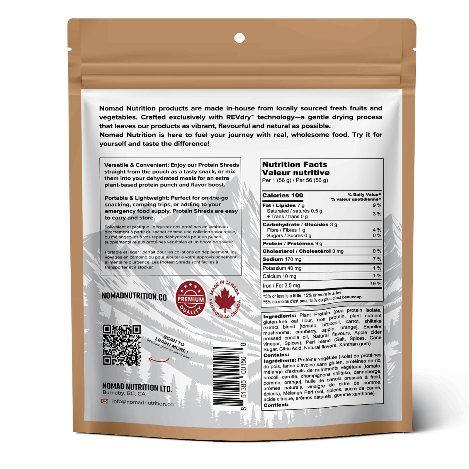 Nomad Nutrition Food Protein Shreds - Not Very Peri Peri plant-based_gluten-free-vegan_dehydrated