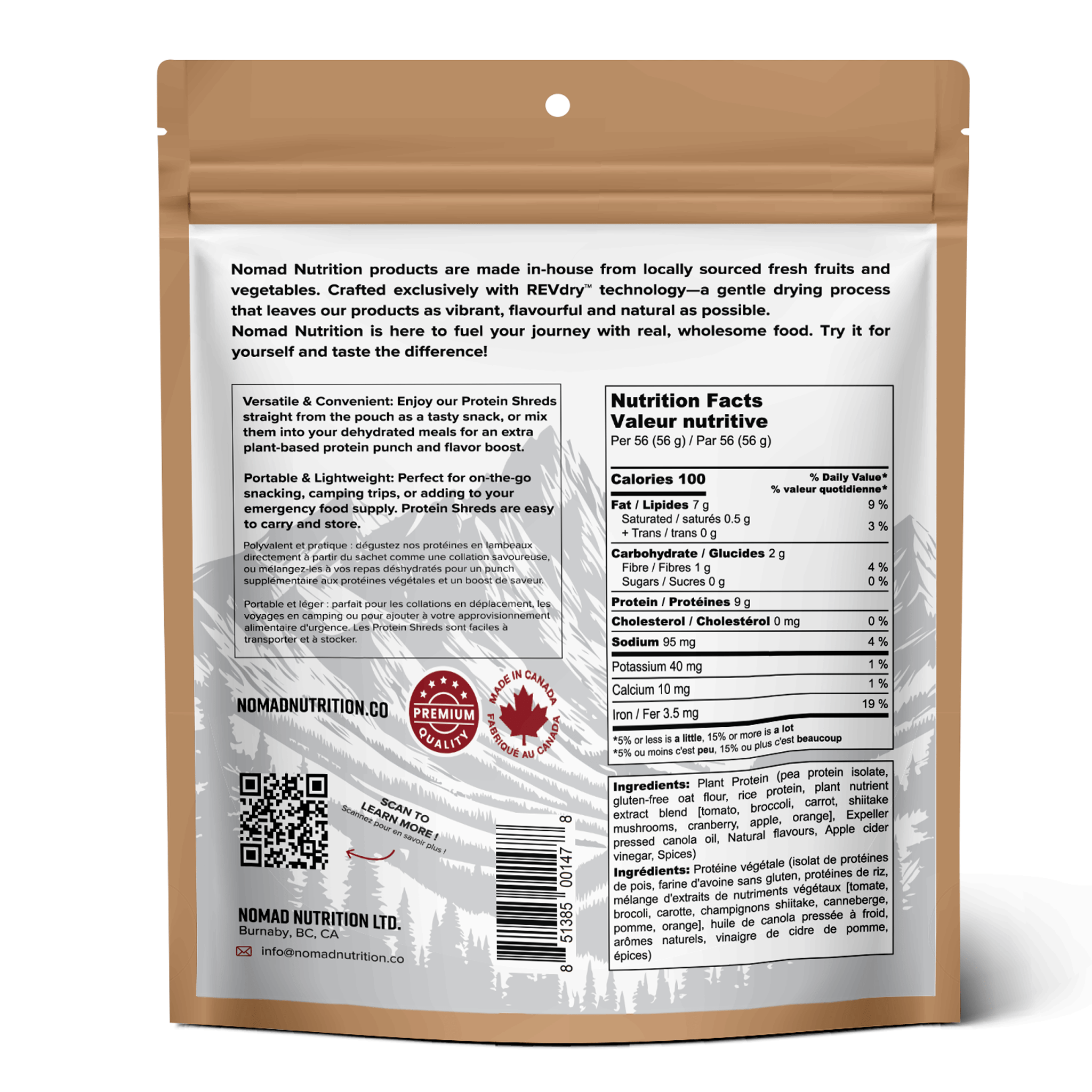 Nomad Nutrition Food Protein Shreds - Original Chick'n plant-based_gluten-free-vegan_dehydrated