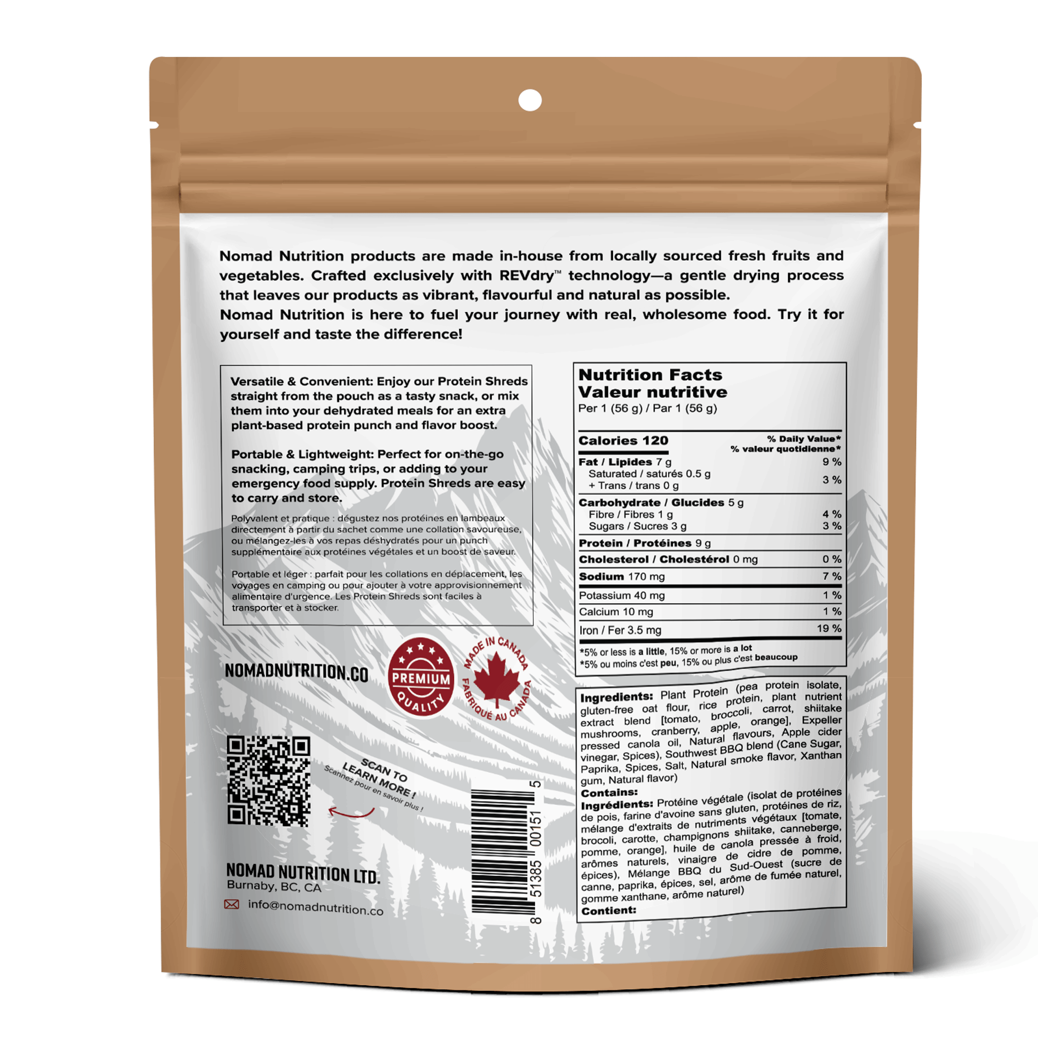 Nomad Nutrition Food Protein Shreds - Southwest BBQ plant-based_gluten-free-vegan_dehydrated