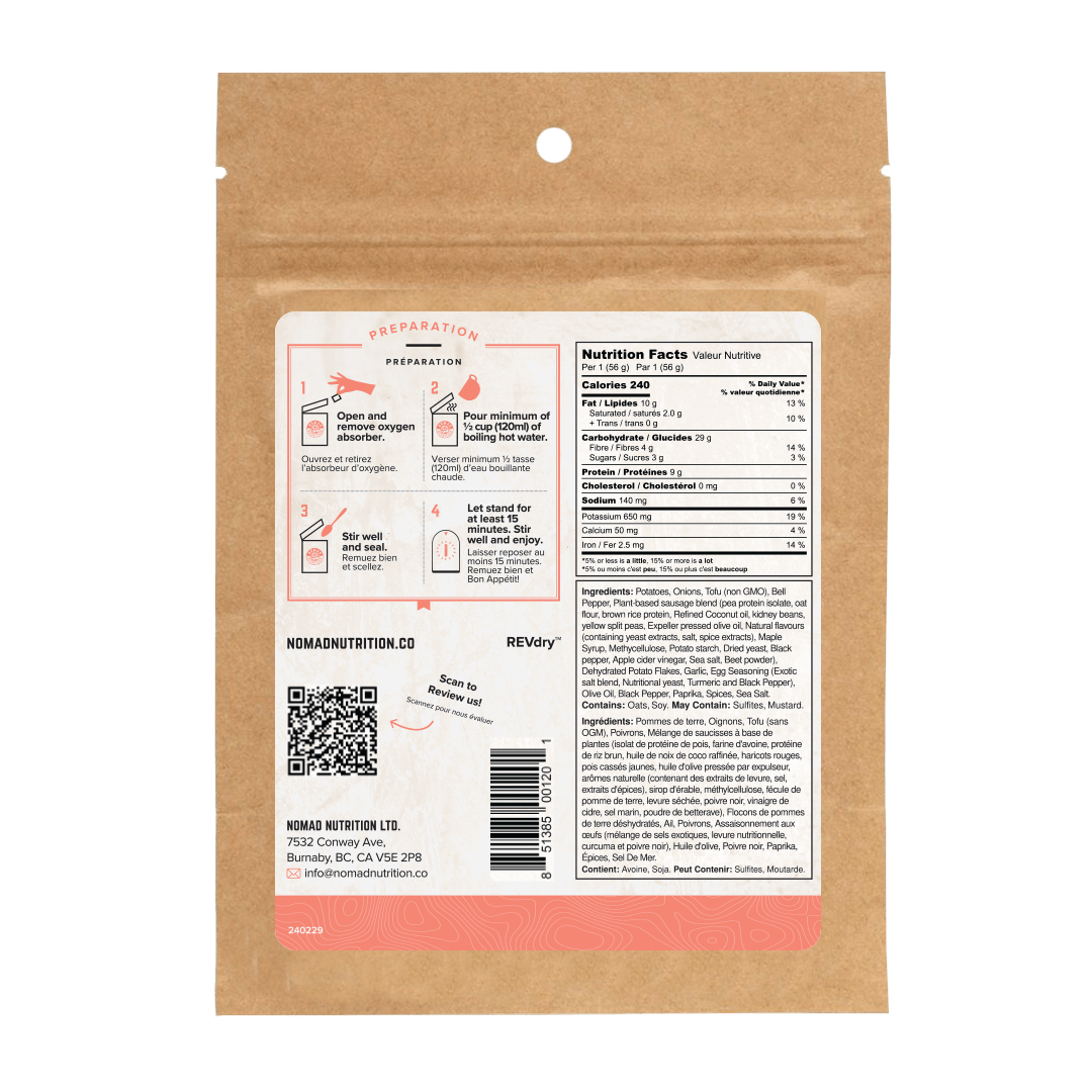 Nomad Nutrition Food Southwest Breakfast Skillet - 56 g plant-based_gluten-free-vegan_dehydrated