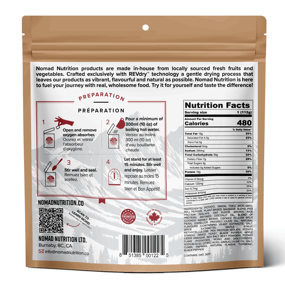 Nomad Nutrition Food Southwest Breakfast Skillet plant-based_gluten-free-vegan_dehydrated