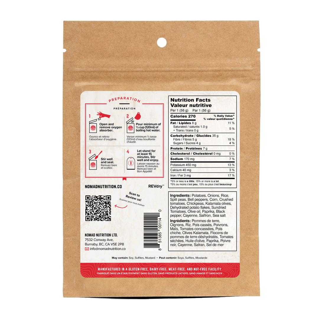 Nomad Nutrition Food Spanish Paella - 56 gram plant-based_gluten-free-vegan_dehydrated