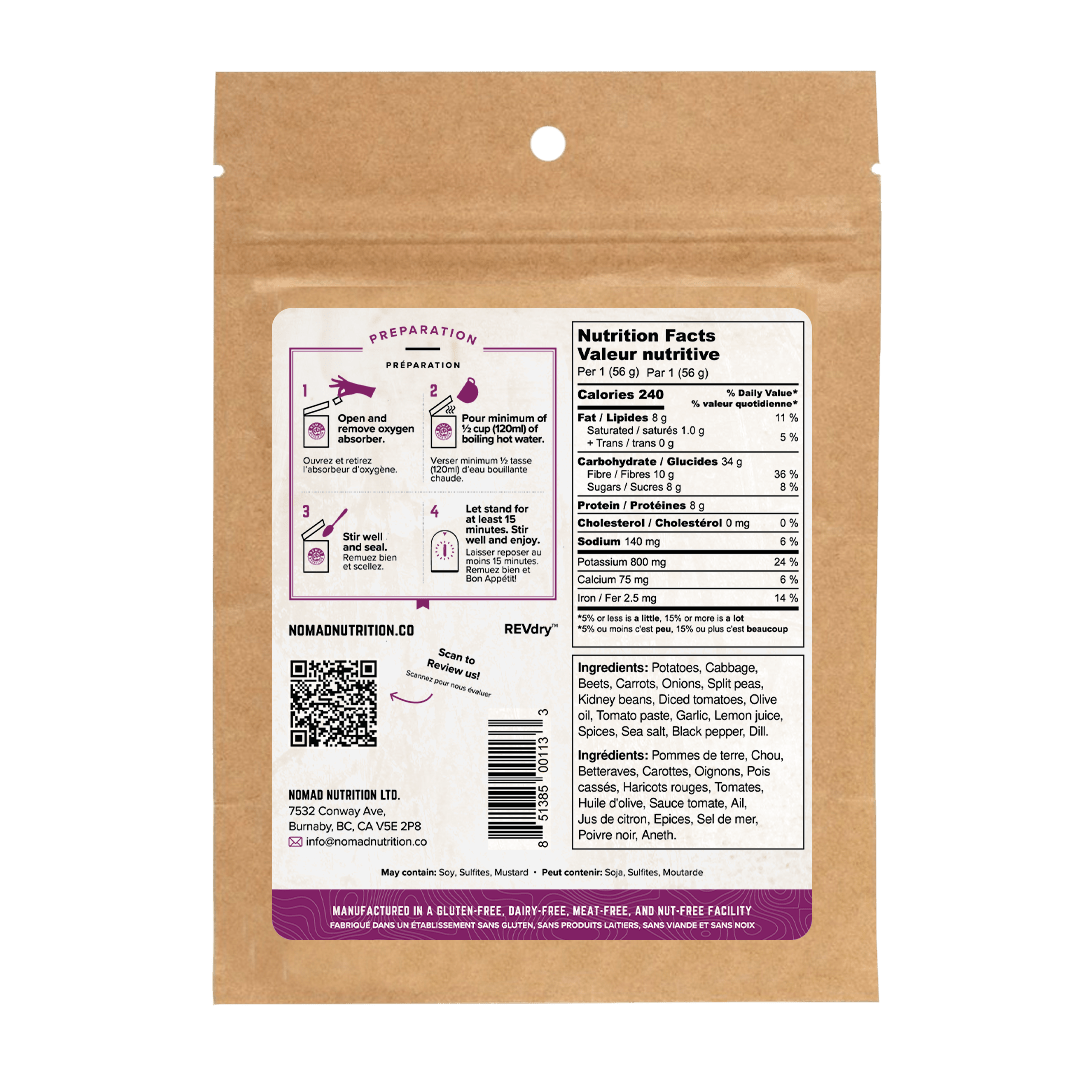 Nomad Nutrition Food Ukrainian Borscht - 56 g plant-based_gluten-free-vegan_dehydrated