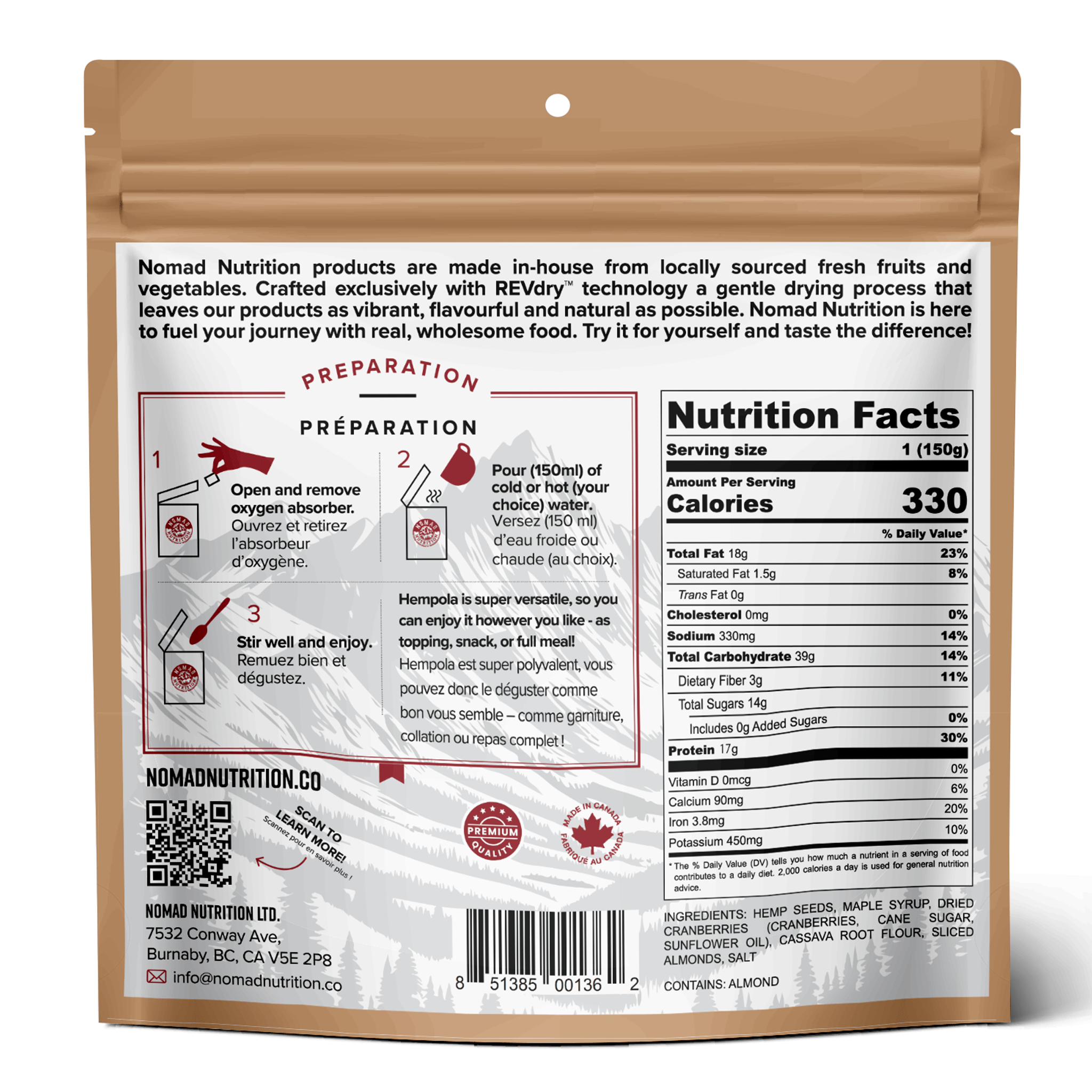 Nomad Nutrition Food Westcoast Hempola - Original cereal plant-based_gluten-free-vegan_dehydrated