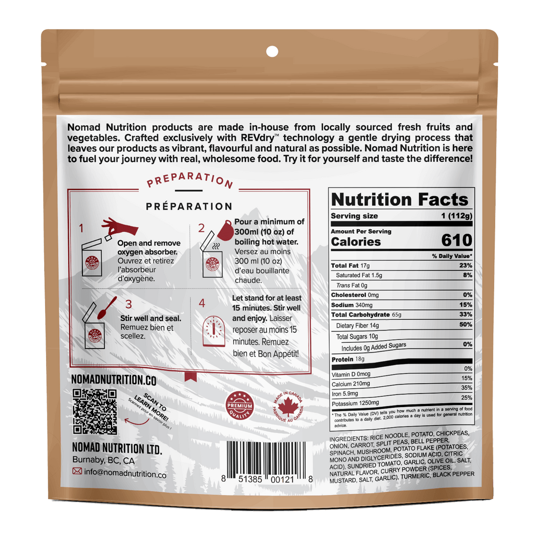 NomadNutrition Food Kathmandu Curry plant-based_gluten-free-vegan_dehydrated