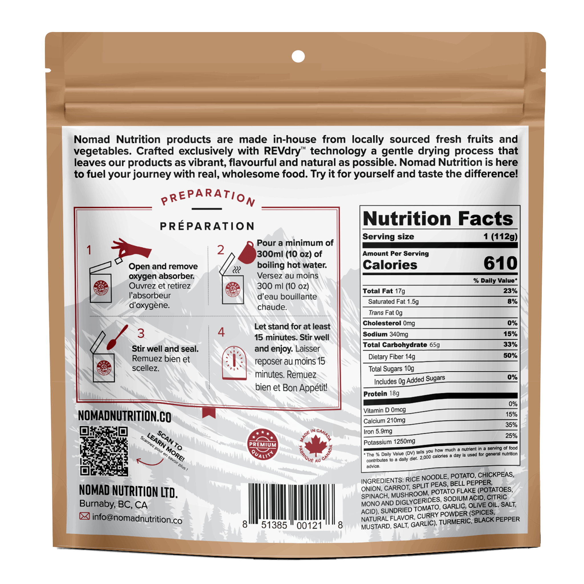 NomadNutrition Food Kathmandu Curry plant-based_gluten-free-vegan_dehydrated