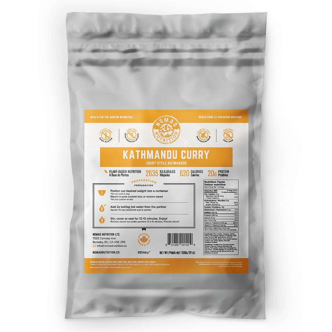 Nomad Nutrition Kathmandu Curry  Large Bulk 1120g. Great for 10 servings. Plant-based, dehydrated meals that are nut-free, gluten-free, and non-GMO. 