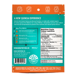 Nomad Nutrition Instant Quinoa in 112g or 4 oz. World's first organic instant quinoa high in fiber, iron, potassium, with no addtions. Nutrition label and cooking instructions.