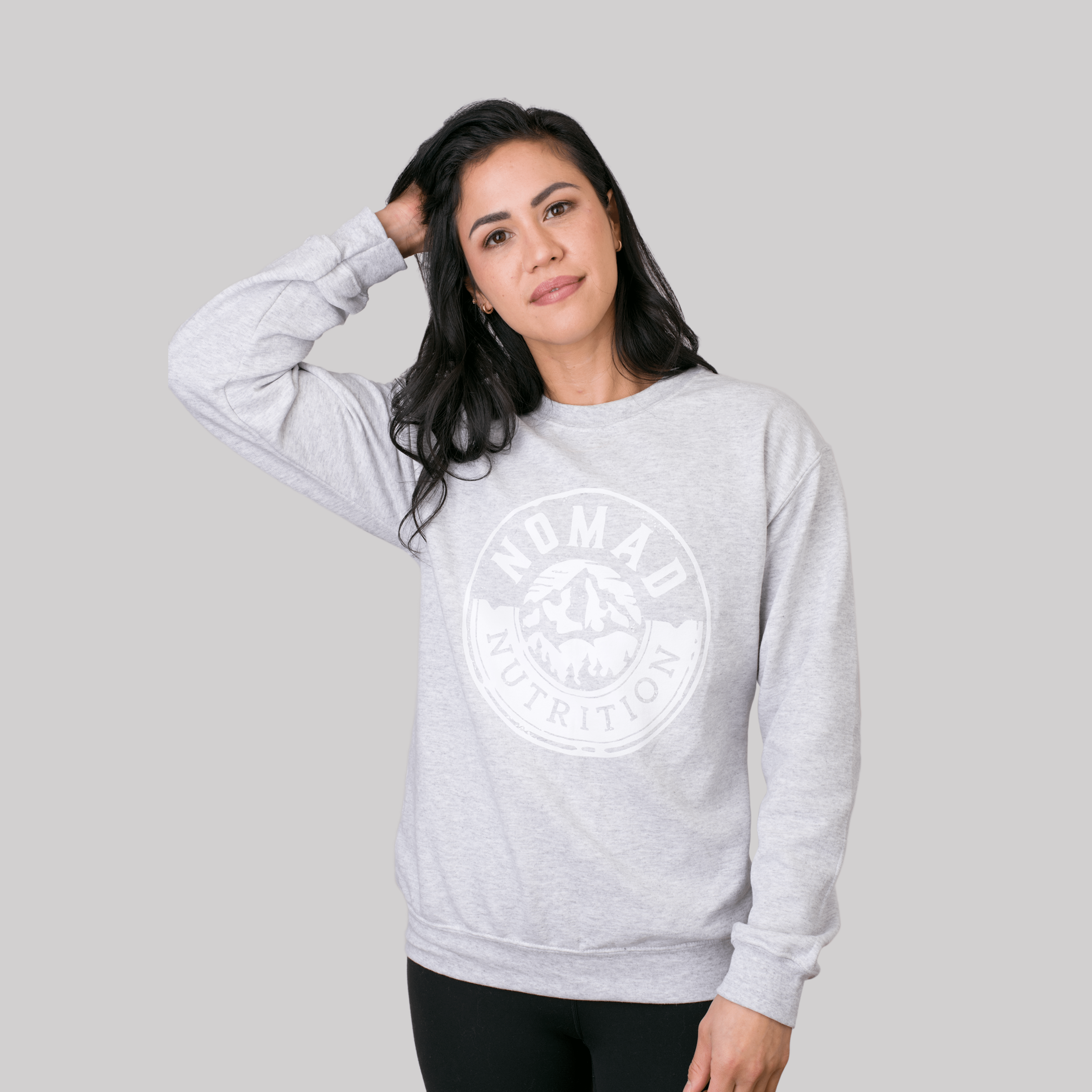 Nomad Nutrition Shadow Crew Neck Sweatshirt Swag Female Model Size M