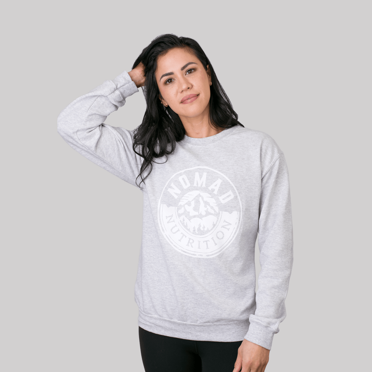 Nomad Nutrition Shadow Crew Neck Sweatshirt Swag Female Model Size M