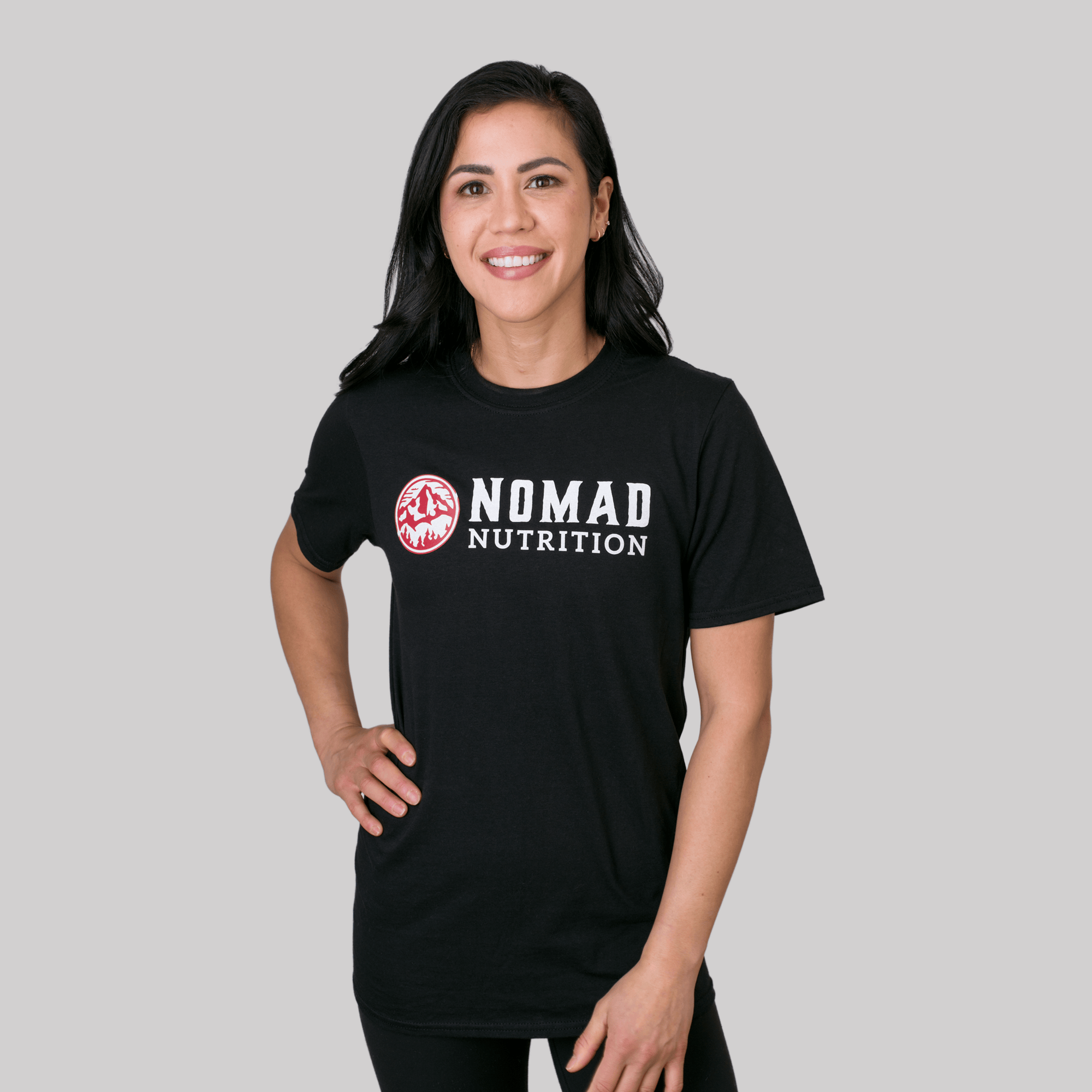 Nomad Nutrition Shadow T-shirt female model wearing medium